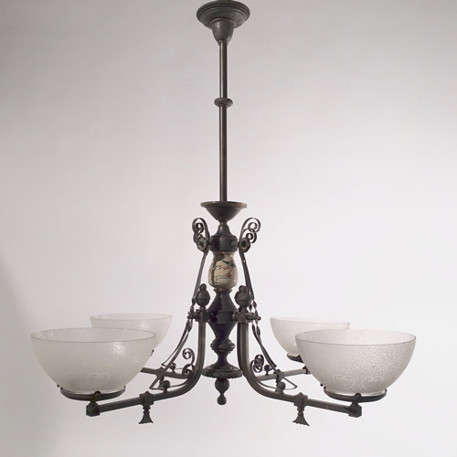 Genuine Antique Lighting: 4-Light Aesthetic Gas Chandelier 4-Light Aesthetic Gas Chandelier - Genuine Antique Lighting: 4-Light Aesthetic Gas Chandelier