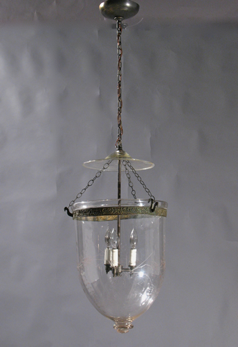 Genuine Antique Lighting Large Cut Glass Bell Jar Lantern Large Cut Glass Bell Jar Lantern