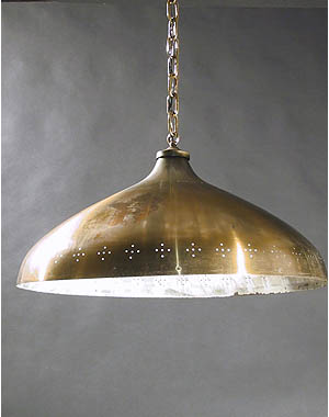 Single Light Brass Dome Pendant with Perforated Designs