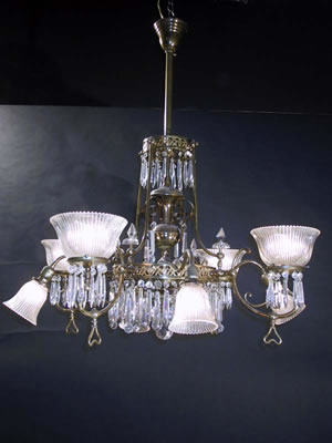 4 & 4 Gas and Electric Aesthetic Chandelier with prisms