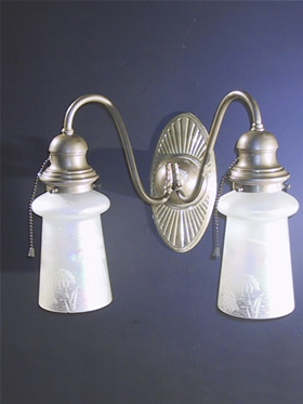 Pair of Art Deco Oval Back Double Sconces