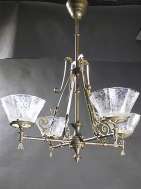 4-Light Eastlake Gas Chandelier