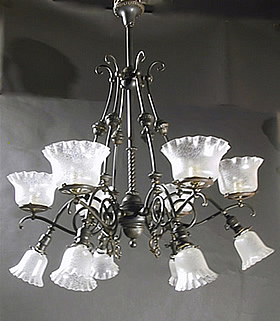 Very large 6 & 6 Gas and Electric Chandelier