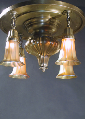 Large 4-Light Art Nouveau Chandelier