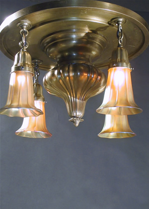 Large 4-Light Art Nouveau Chandelier