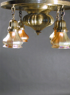 Large 4-Light Art Nouveau Chandelier