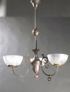 3-Light Gas Chandelier with Stellar Castings