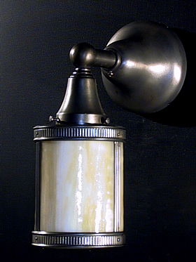 Pair of Cream Slag Glass Cylinder Sconces