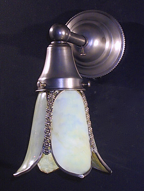 Pair of Light Blue/Green Opalescent Slag Glass Sconces