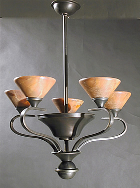 8-Light Art Moderne Bronze Chandelier