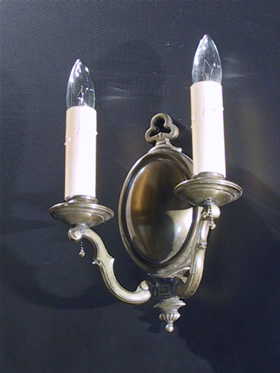 Pair of 2-Light Oval Back Candle Sconces