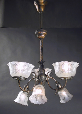 3 & 3 Gas and Electric Chandelier