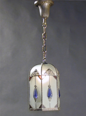 Stellar Clear Frosted Glass Lantern with Jewels