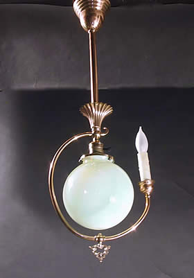 Gas & Electric Chandelier with Vaseline Glass Shade