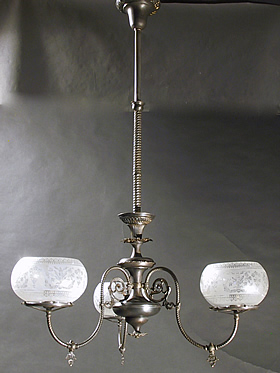 Simple 3-Light Rococo Revival Chandelier