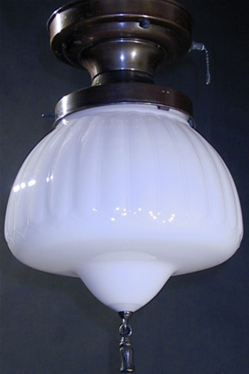 Paneled Milk Glass Flush Fixture