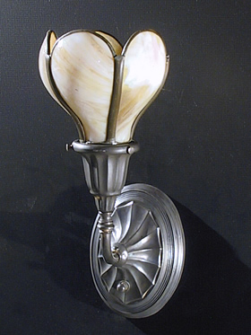 Single Arts and Crafts Sconce with Panelled Back Slag Glass Shade