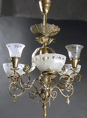 3 & 3 Gas and Electric  French Rococo Chandelier