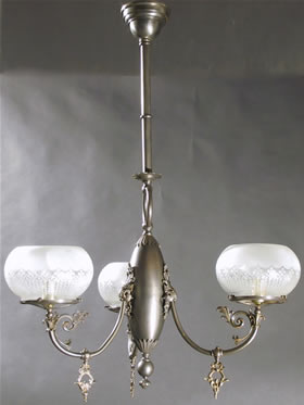 3-Light Gas Chandelier with Large Body