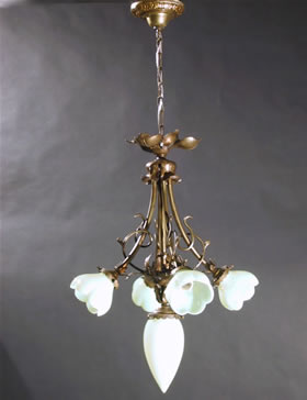 5-Light  Arts & Crafts Chandelier  / Art Nouveau