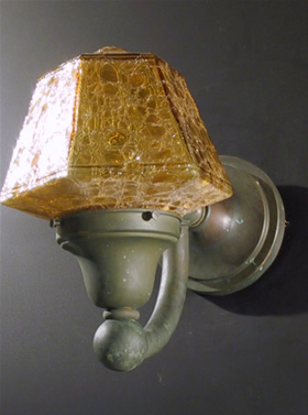 Bronze Amber Crackle Glass Sconces ( have 4 )