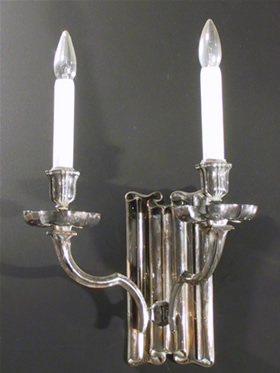 Pair of Large Scale Silver Plated Art Nouveau Sconces