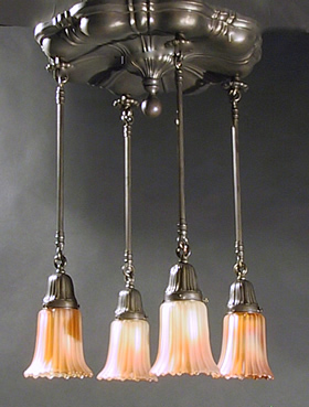 4-Light Sheffield Chandelier w/ Carnival Glass Shades