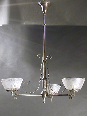 3-Light East Lake Gas Chandelier w/ Embossed Body