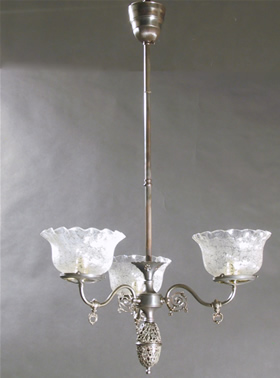 3-Light Gas Chandelier with Open Body Work