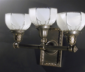 Pair of Gas and Electric Sconces with Phoenix Glass Gas Shades