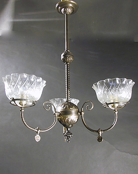 3-Light Gas Chandelier with Embossed Body