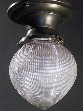 Acorn Shaped Waffle Holophane Flush Fixture