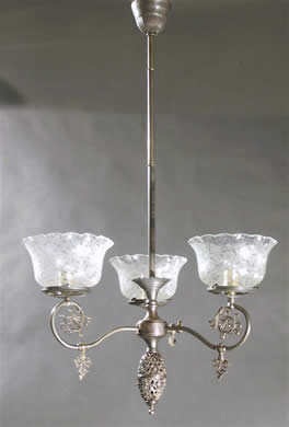 3-Light Gas Chandelier with Open Body Work