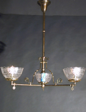 3-Light Eastlake Gas Chandelier