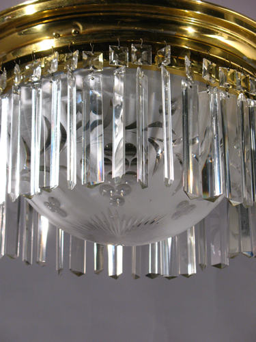 Pair of Crystal Cut Glass Flush Chandeliers