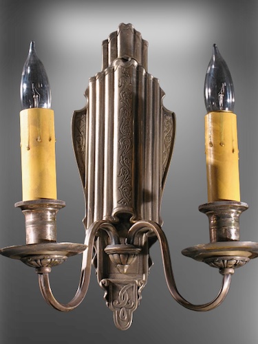 Pair of Silver Plated Deco Sconces