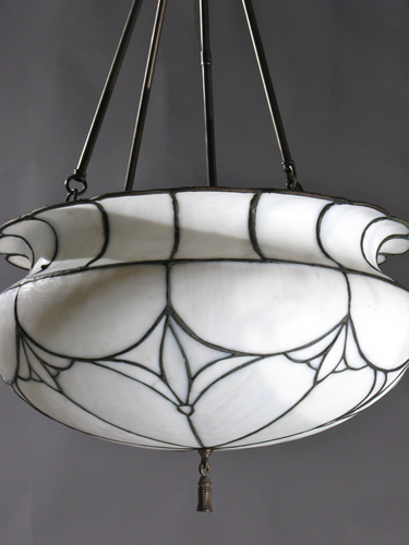 Large Arts & Crafts Leaded Glass Inverted Dome