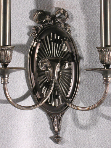 Pair of Double Arm Ram Head Sconces