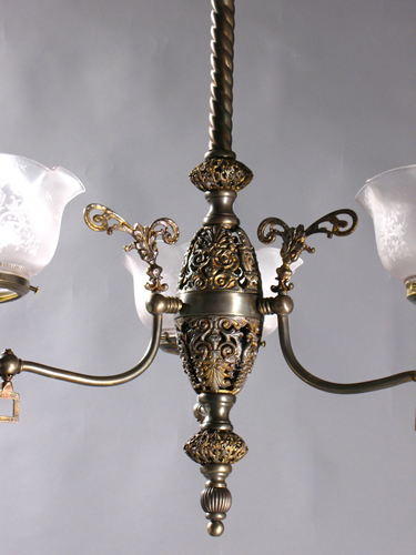 3-Light Gas Chandelier with Open Body Work