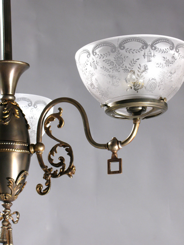 3-Light Gas Chandelier with Castings