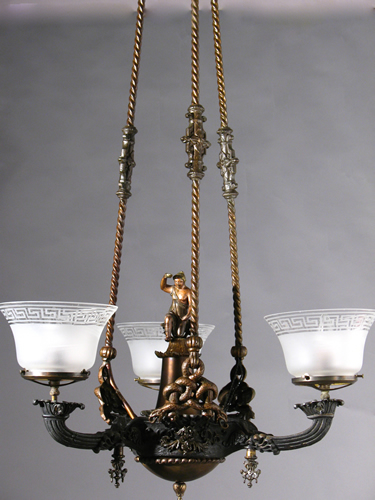 Starr Fellows 3-Light Rod Hung Gas Chandelier