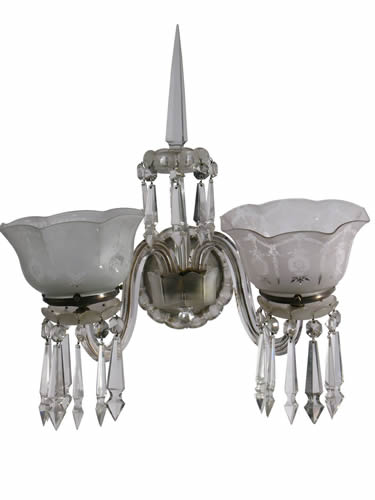 Set of 4 Large Crystal Gas Sconces