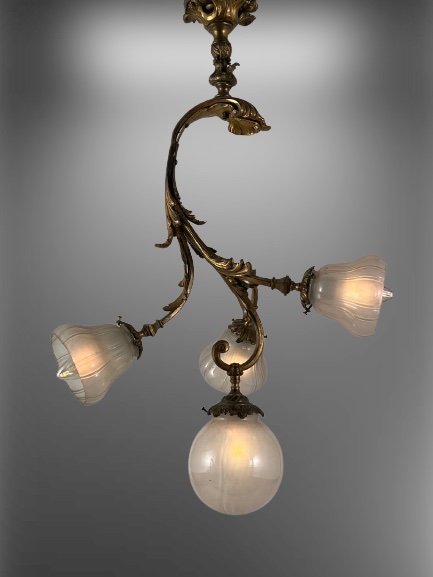 4-Light Art Nouveau Chandelier