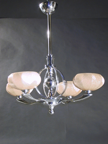 4-Light French Art Deco Chandelier