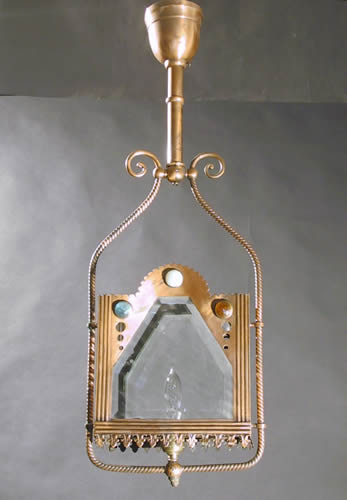 Aesthetic Gas Harp with Colored Jewels and Beveled Glass