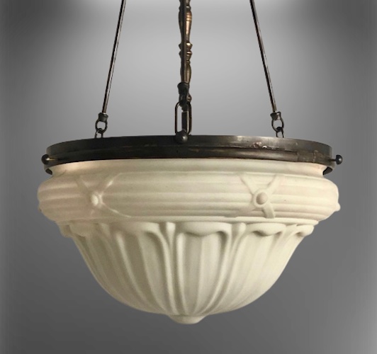 Acanthus Milk Glass Inverted Dome Ceiling Light