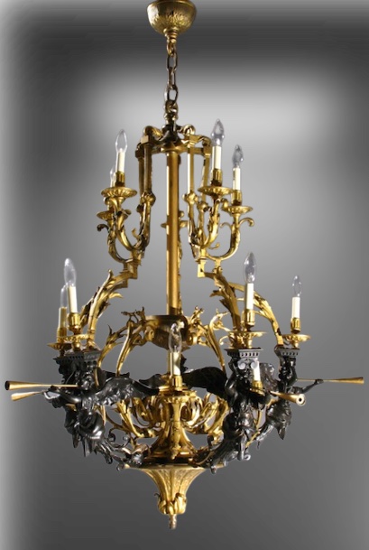 Very Large Bronze Neo Classical Chandelier