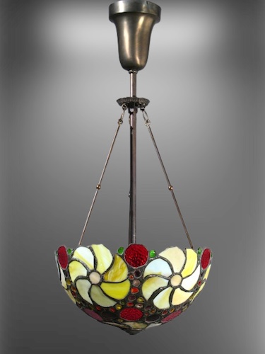 Multicolored Leaded Glass Inverted Dome