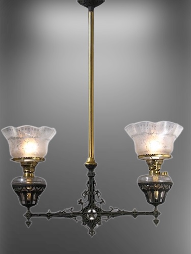 2-Light Eastlake Oil Chandelier