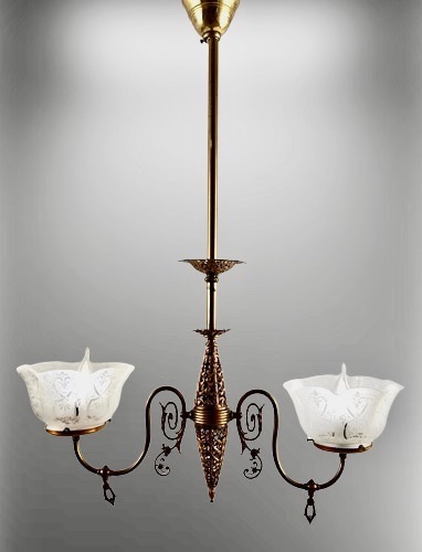 2-light Gas Chandelier w/ open work design